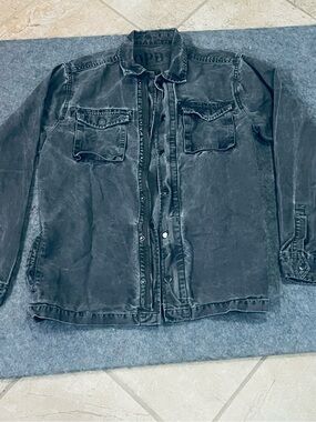 Original Paperbacks Men's Black Washed Lightweight Shirt Jacket
